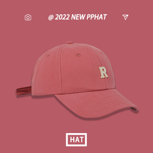 Hat Women's Spring and Summer Versatile Sun Protection Travel Versatile Sun Hat Trendy Fashion Student Patch Letter R Baseball Cap