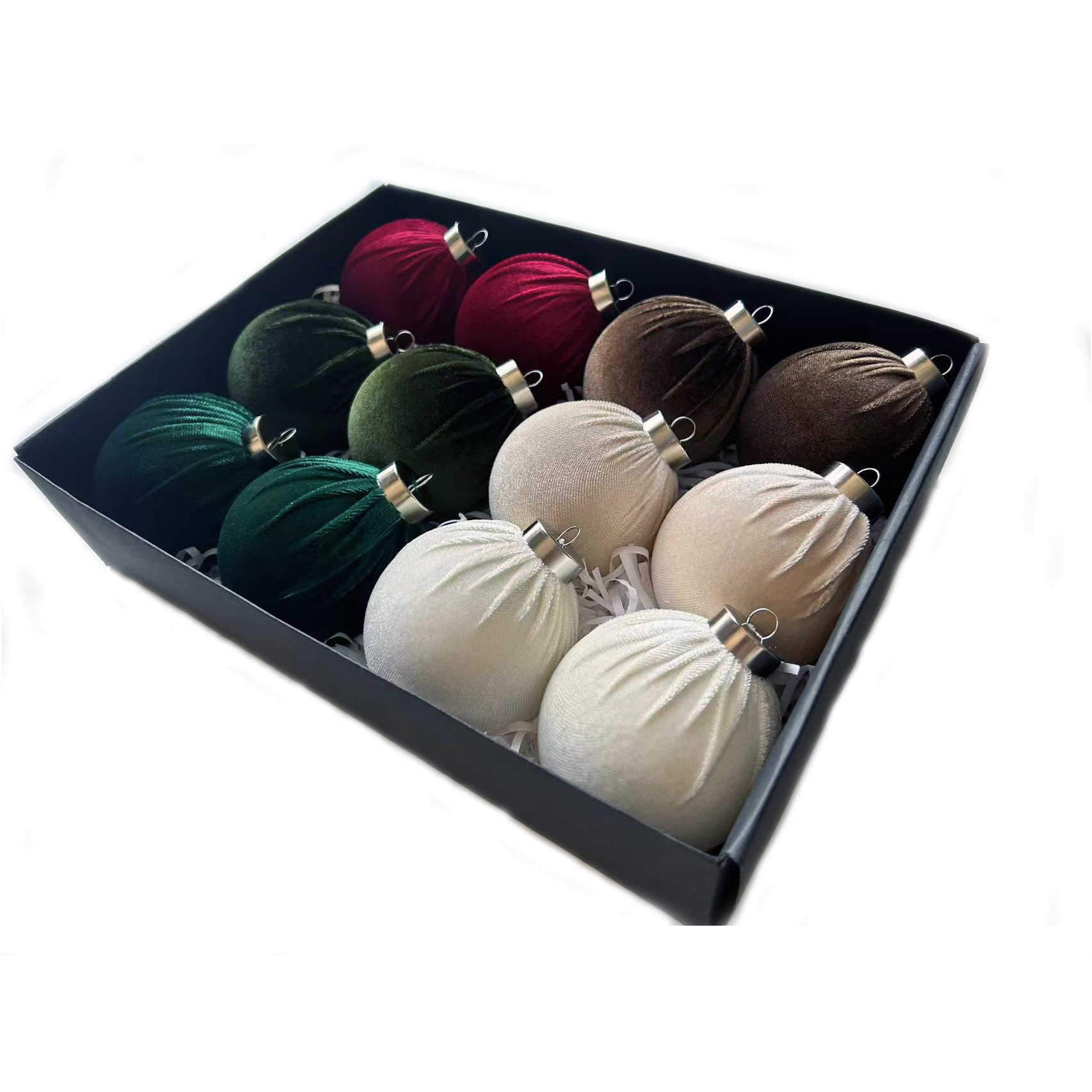 6cm Fabric-Covered Christmas Ornaments – 12-Piece Set Of Festive Holiday Decor (Soft Textured Baubles For Tree, Wreath & Tabletop Display)_voghion.com