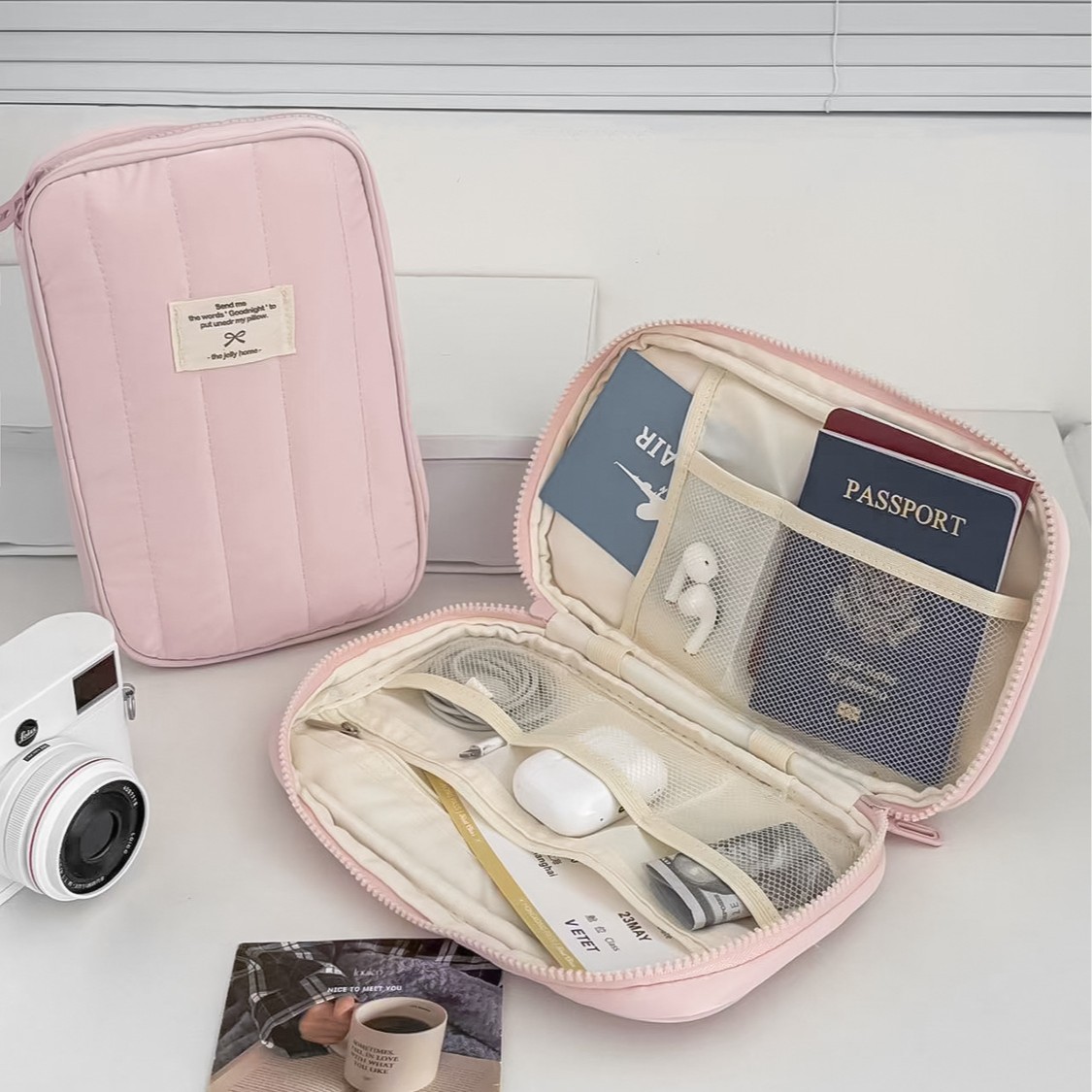 국경 간 게으른 수직 저장 가방 단색 대용량 여행 데이터 케이블 저장 가방 학생 일반 문구 연필 가방