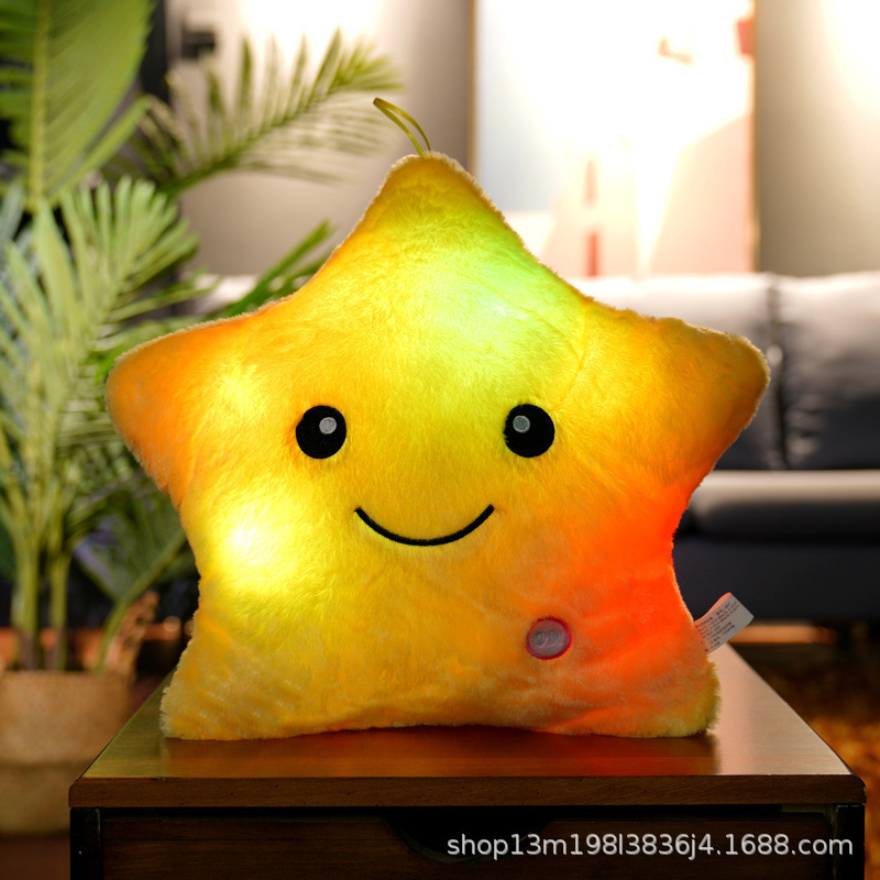 【越境限定価格】クリエイティブ カラフル ウサギ毛 タイダイ 発光五芒星枕 発光枕 五芒星|undefined