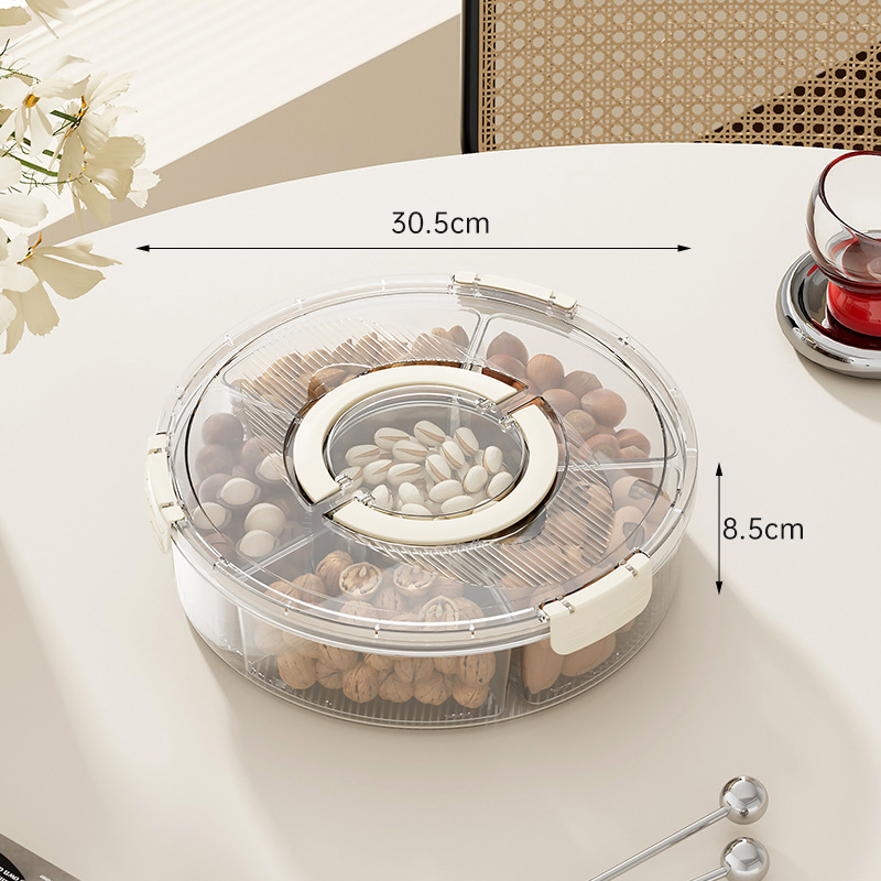 Caja de Almacenamiento Giratoria de 6 Compartimentos de Plástico Sellada con Asa para Refrigerador