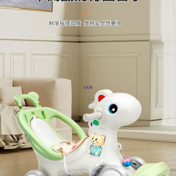 Wooden Rocking Horse for Children, Baby Rocking Chair, Multifunctional Large-Sized Walker for Ages 0-6