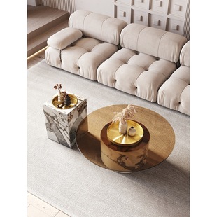 Yzkzk057 Italian Normcore Marble Living Room Home Small Apartment Accessible Luxury Round Designer Round Coffee Table