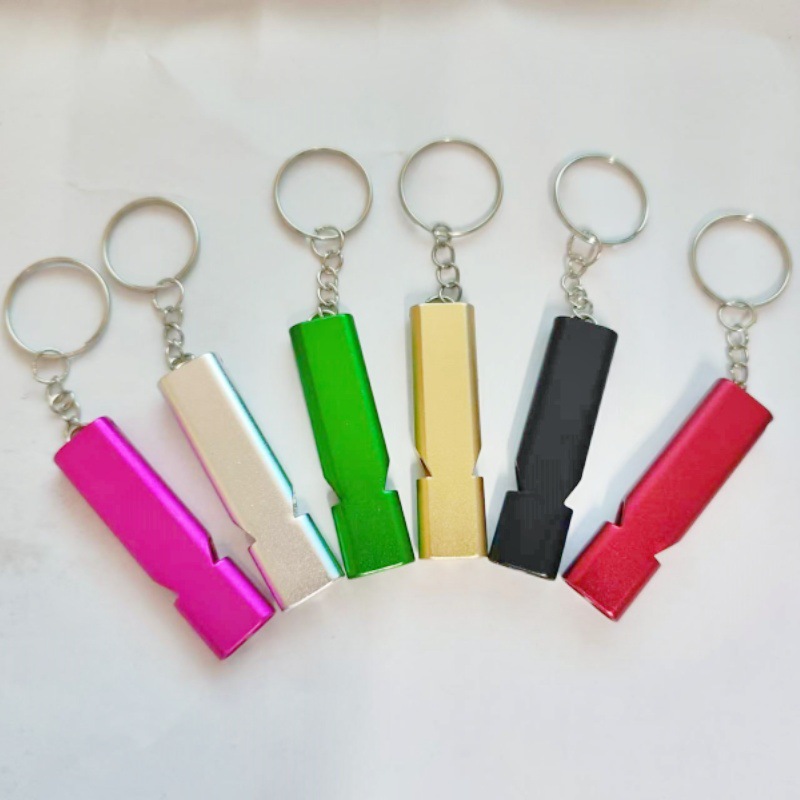 Pigeon Training Whistle Outdoor Portable Aluminum Alloy Survival Double-Tube Resonance Flute High-Frequency Whistle for Sports Training and Competition