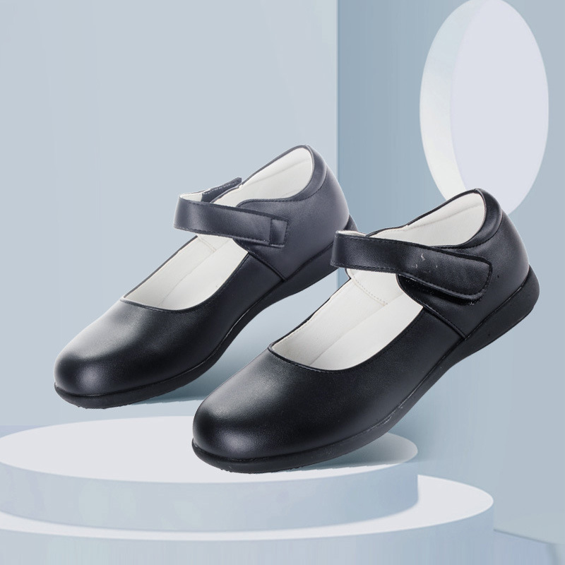 Girls' Black Leather Shoes, Preppy Style, Primary and Secondary School Students' Etiquette Performance School Uniform Shoes, Piano Performance Kidsren's Flower Girl Princess Shoes