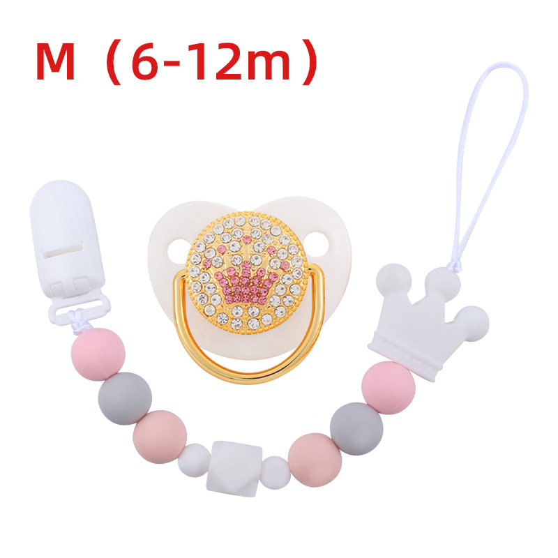 Bebé suministros corona chupete bebé silicona corona perlas mordedura chupete cadena anti-caída traje de cadena Nuevo