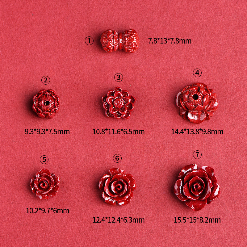 В форме цветка, цвета киновари