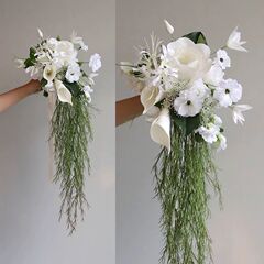 韓国風ウォータードロップブライダルブーケホワイトウォーターフォールフラワーフォトスタジオ結婚式の写真撮影の小道具