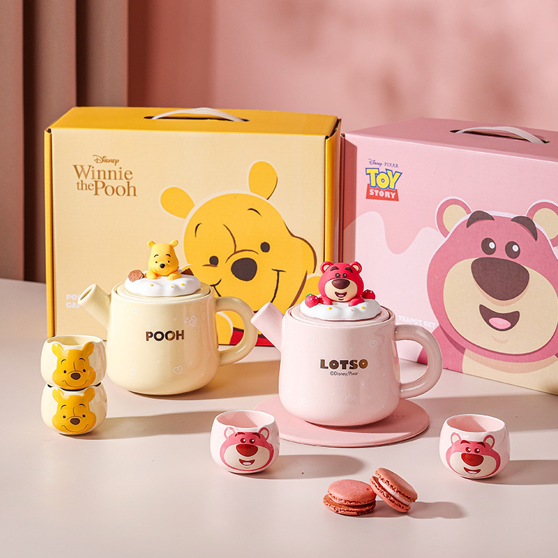 Strawberry Bear Winnie the Pooh Tea Set Cute Tea Brewing Afternoon Tea Gift New High Temperature Resistant Filter Tea Pot