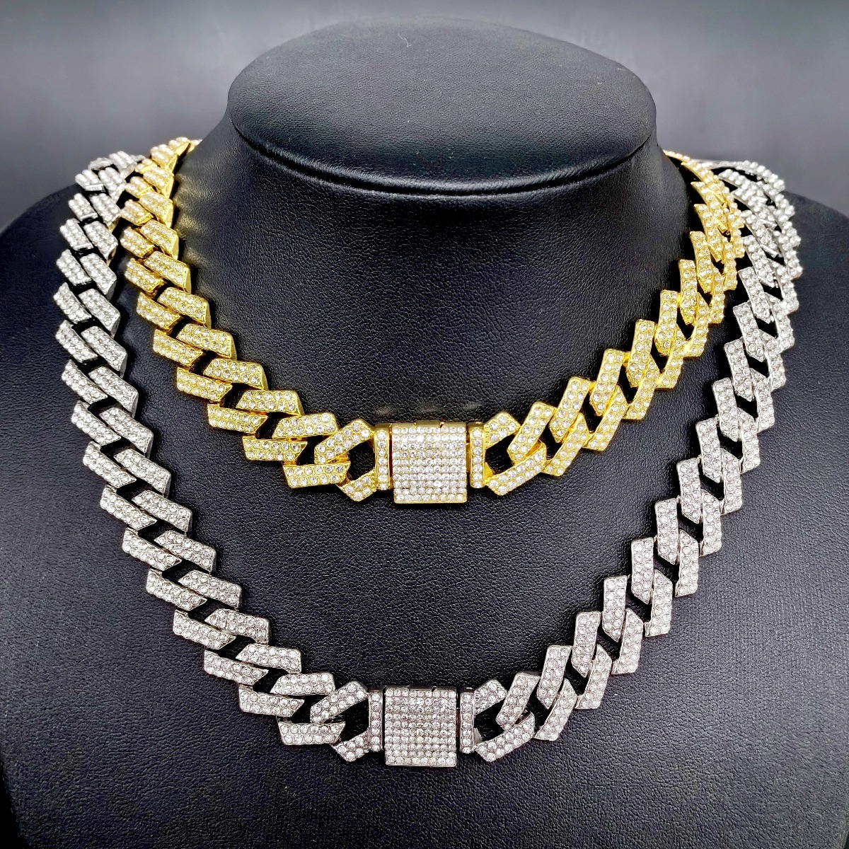 500g Weight Zircon Inlay Material Necklace Classification Alloy Chain Material 1 Piece Quantity Street Occasion Alloy Material Geometric Pattern Men's Gender Inlay Design Hip-Hop, Retro Style Hip-Hop Retro Geometric Alloy Inlay Zircon Men's Necklace 1