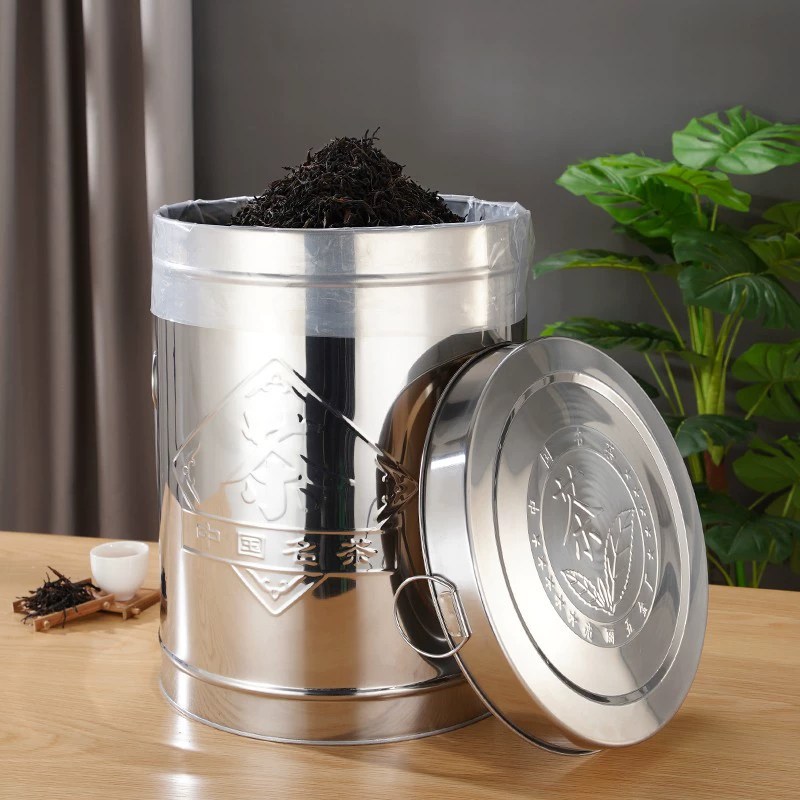 亮丽 Home sales stainless steel thickened tea barrels large tea cans tea barrels storage barrels tangerine peel barrels small tea cans rice barrels