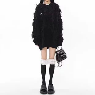 Вязаный женский свитер, ромбовидный узор, круглый воротник — чёрный и абрикотовый, размеры M–2XL