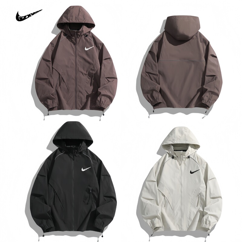 Cross-border 2026 Spring and Autumn Thin Reflective Strip Hooded Jacket for Men Outdoor Sports Waterproof Windbreaker with Hood Cross-border 2026 Spring and Autumn Thin Reflective Strip Hooded Jacket for Men Outdoor Sports Waterproof Windbreaker with Hood
