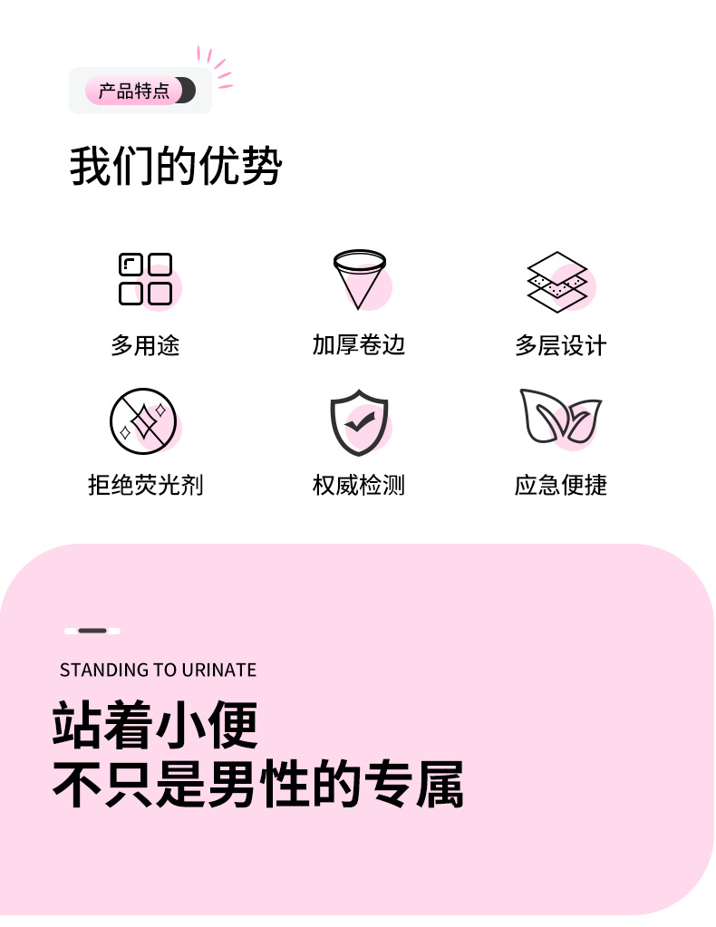 Women's standing urinal car urine artifact women's car supplies emergency toilet urine bag disposable paper