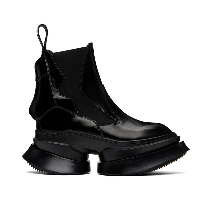 Японские приливные мужские лакированные кожаные туфли с толстой подошвой увеличены сапоги Челси