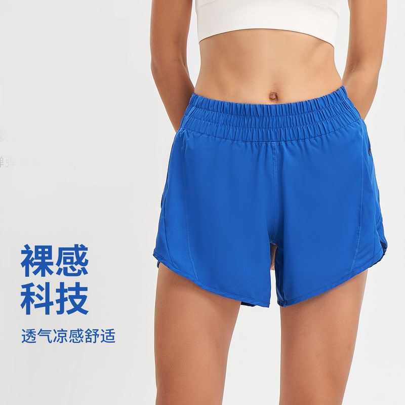 Lulu Sports Shorts Women's Quick-Drying Yoga Pants Outdoor Casual Breathable Running Fitness Pants High-Waisted Yoga Shorts