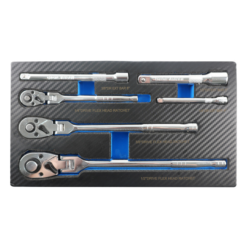 72齿可调角度棘轮扳手六件套，一体锻造摇头扳手工厂直营