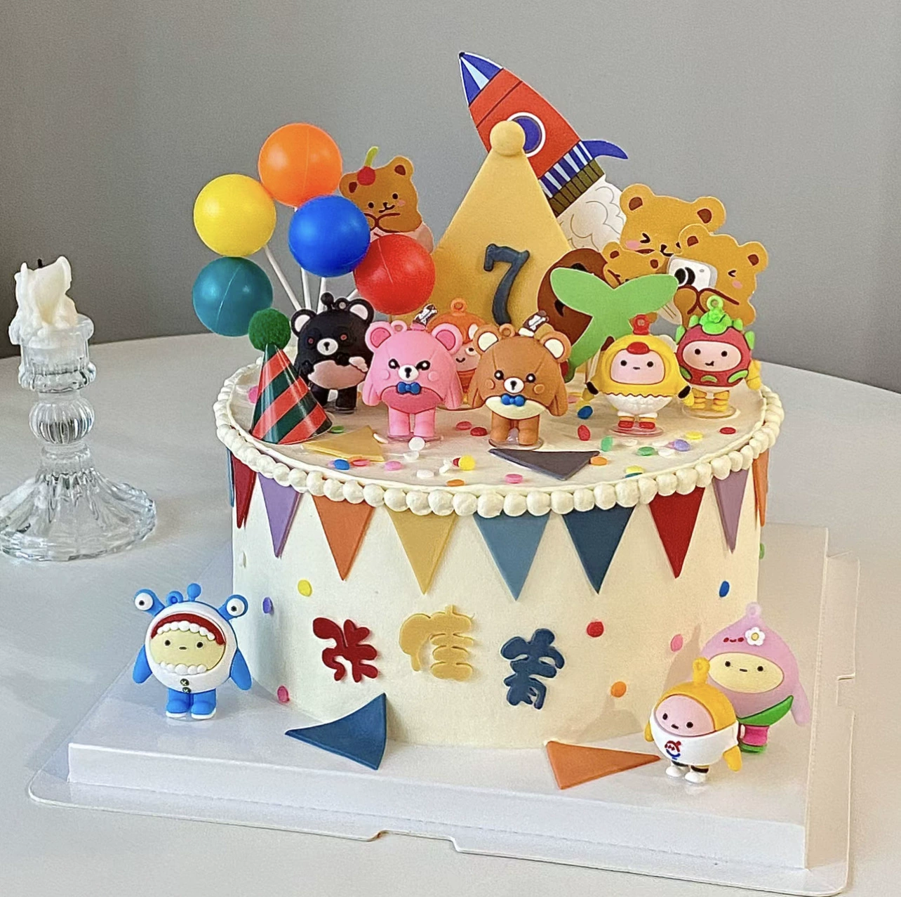 Сеточка сладкий пирог童话 Decoration Cartoon Зайчик Мишка потеряный Медвежонок Банкет Медведь Fan Bear Bear Bargad День рождения костюм