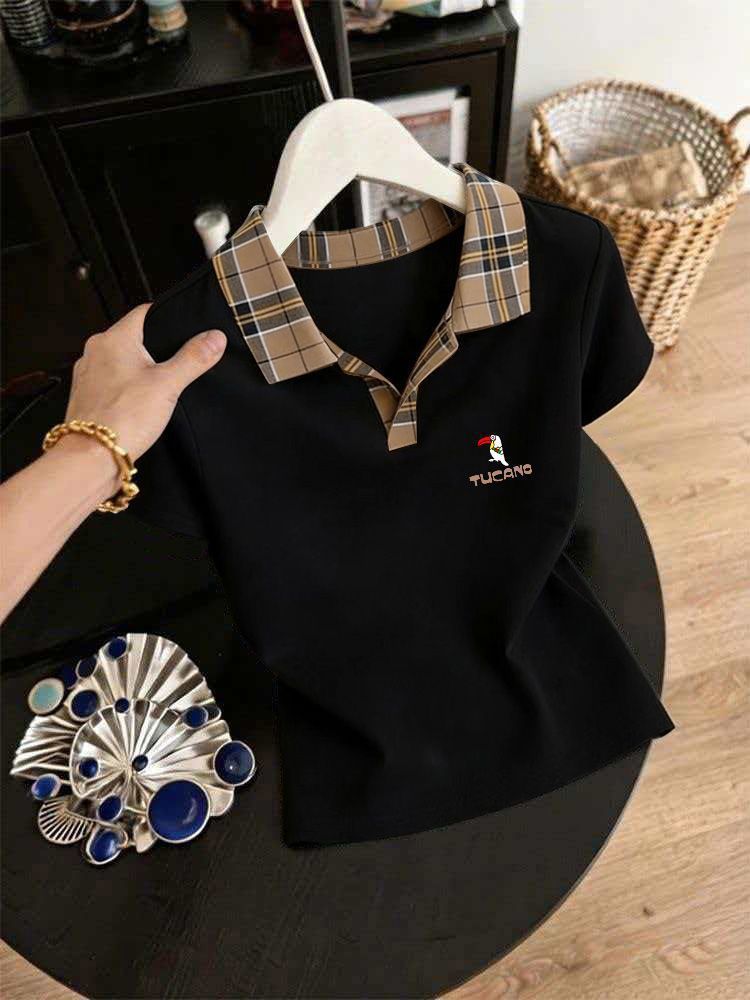 Women's Classic Fit Polo Shirt Short Sleeve Cotton Blend Casual Top With Print Collared T-Shirt_ecoleips.com