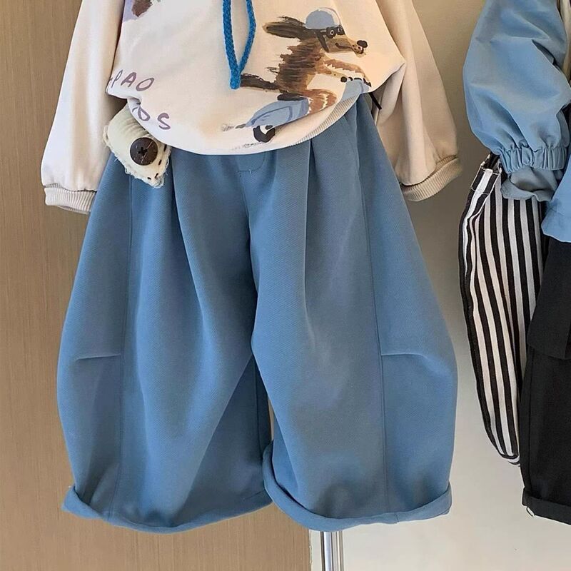 2025女童polo上衣男童卫衣套装宝宝秋卡通休闲印花长袖阔腿哈伦裤|undefined