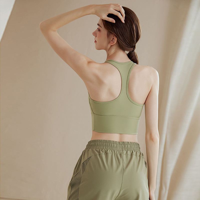 One-piece High-strength Sports Underwear Women's Shockproof Running Push-up Bra Anti-sagging Fitness Top with Chest Pad Vest