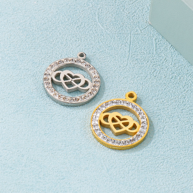 Zircon Inlay Material 1 Piece Stainless Steel Zircon 18K Gold Plated Infinity Heart Shape