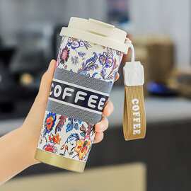 铃兰花咖啡杯陶瓷内胆保温杯高颜值便携水杯车载杯子定制logo