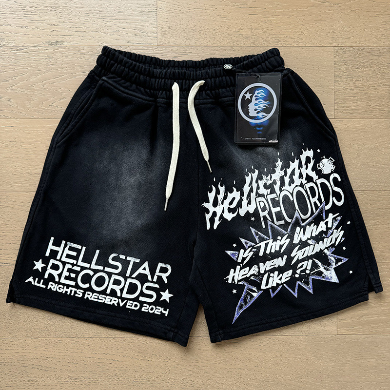 Hell Star lavando y desgastando pantalones cortos casuales 2024 verano nuevo estilo marca de moda europea y americana hip-hop pantalones de cinco puntos hombres y mujeres