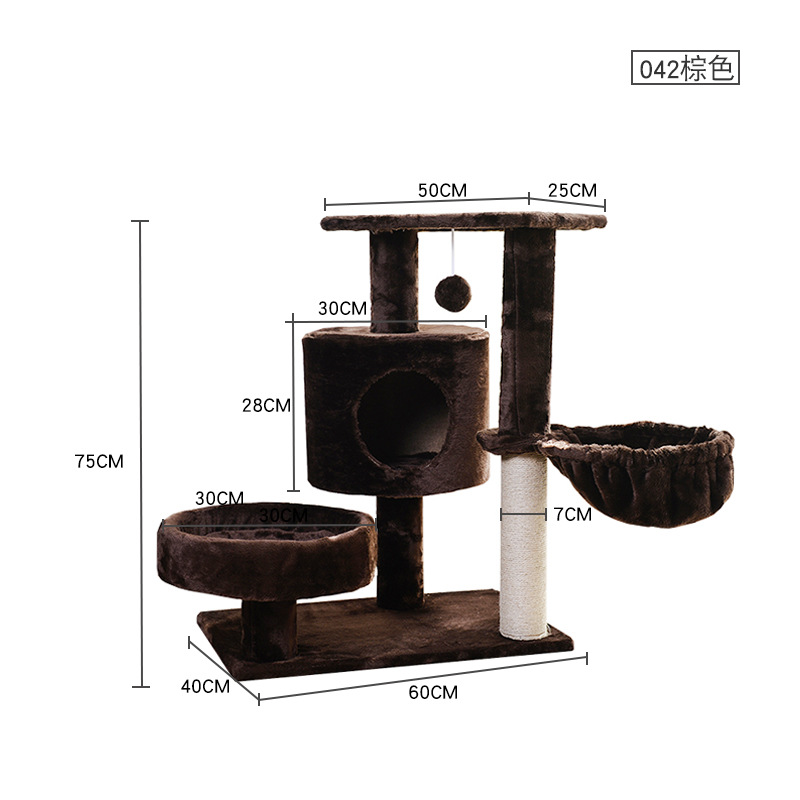 Marco de escalada para gatos de franela pequeña con plataforma, nido para gatos, columna de agarre de sisal, descuento de bajo precio, venta directa de fábrica, marco de escalada para gatos de juguete para gatos