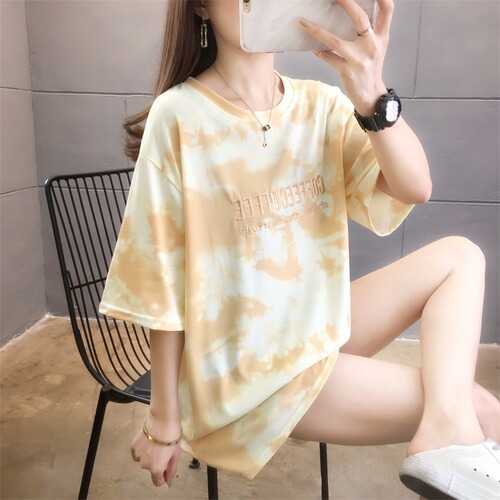 144 Women's Short Sleeve T-Shirt Half Sleeve Loose Student Letter Neutral Couple Top