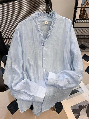 Stylish new youth lotus edge V-neck white shirt with cleanfit vibe, cool and casual, loose fit.
