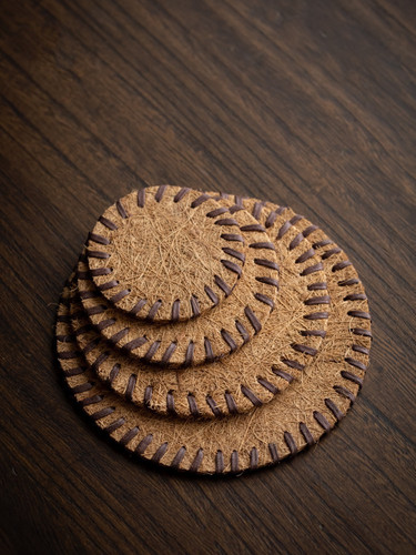 Wholesale natural coconut palm tea mat bristle mat teapot tea coaster handmade insulated brown coaster tea ceremony accessories