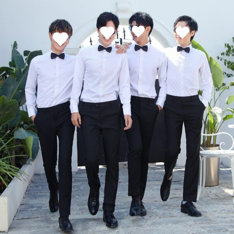 Groomsmen's Suits, Brotherhood Outfits, Group Suits, Western-Style Wedding Suits, Chorus Suits, Performance Suits, Shirts, Long-Sleeved White Shirts for Men