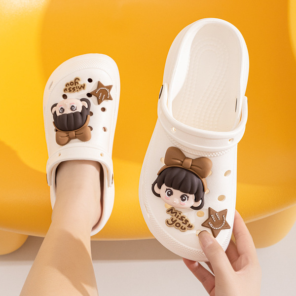 Eva New 2025 Women's Thick-Soled Cute Clogs Women's Summer Outer Wear Baotou Heightening Beach Non-Slip Slippers