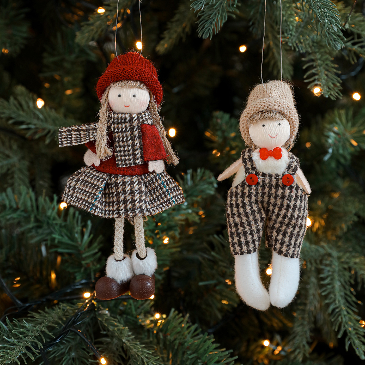 Nuevo lindo colgante gorra redonda niña niño decoración de Navidad muñeca de peluche coche colgar muñeca colgante árbol de Navidad