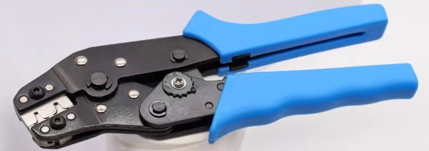 光伏连接器压线钳 冷压端子钳 棘轮式裸端子家用夹压网线钳子