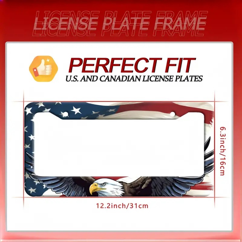 Amazon TEMU hot-selling national flag pattern eagle car license plate frame aluminum alloy frame car license plate protection frame 2