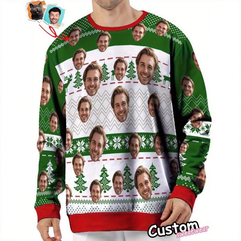 Cross-Border Export Popular Sweatshirt Personalized Pod Face Christmas 3D Full Print European and American Funny Men's Autumn and Winter Sweatshirt