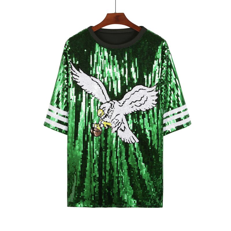 Quality in stock Football Team Uniform Sequin Suit Mid-Length T-Shirt plus size Women Sequin Dress Quality in stock Football Team Uniform Sequin Suit Mid-Length T-Shirt plus size Women Sequin Dress