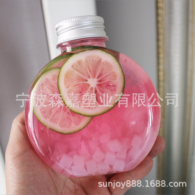 2023 fabricantes populares 250ml botella de la estrella 300ml transparente plana redonda botella de plástico desechable Sour ciruela Sour