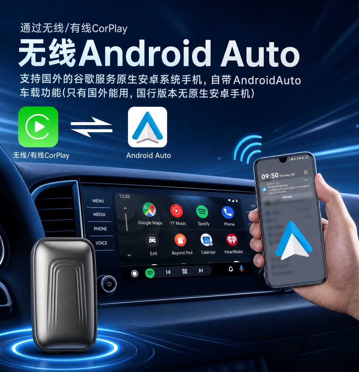 BMW original car CarPlay converted to Huawei HiCar/Android Auto, wired to wireless for Apple, Android, and Huawei