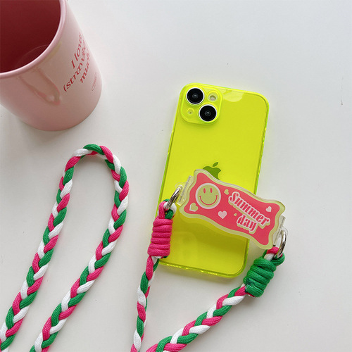 Cartoon acrylic mobile phone back clip, cross-body strap, cute lanyard for girls, outdoor versatile anti-falling mobile phone clip rope