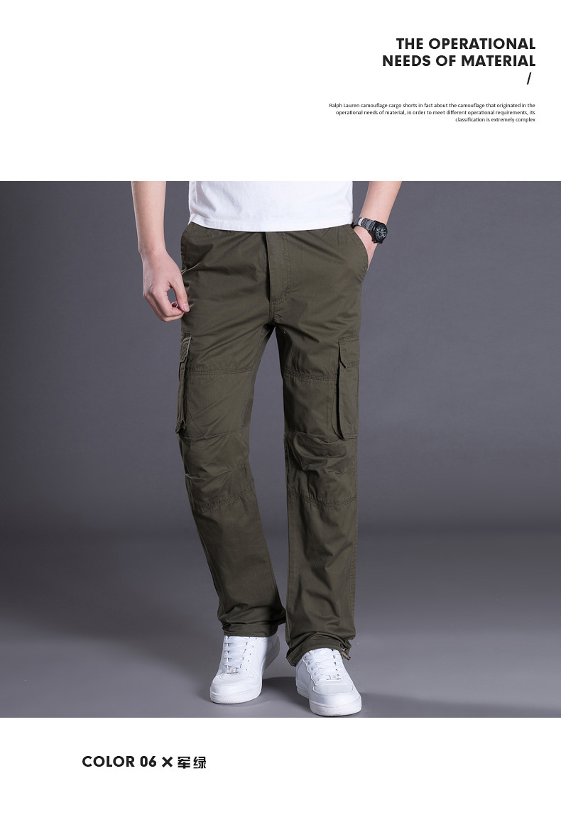 Manufacturer's Spring Multi Pocket Work Pants For Men, Loose Fit Plus Size, Pure Cotton Casual Pants, High-quality Trendy Men's Clothing_voghion.com