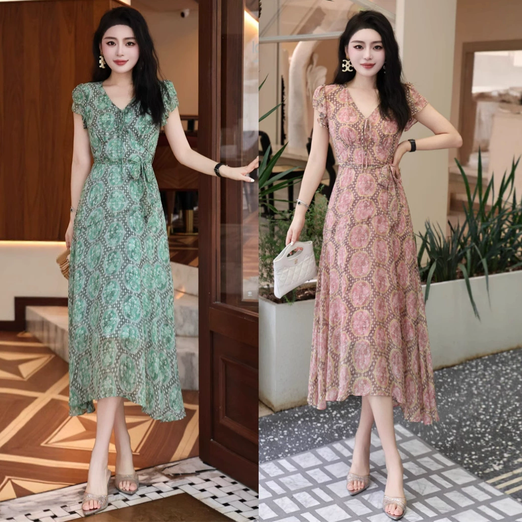 Легкое роскошное модное шикарное длинное платье нестандартной формы во французском стиле с женственным праздничным платьем с V-образным вырезом на талии для женщин.