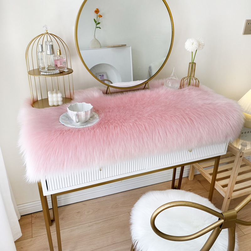 木馨居 – Car Carpet Fluffy Mat Bedside - light-pink-4040cm-square