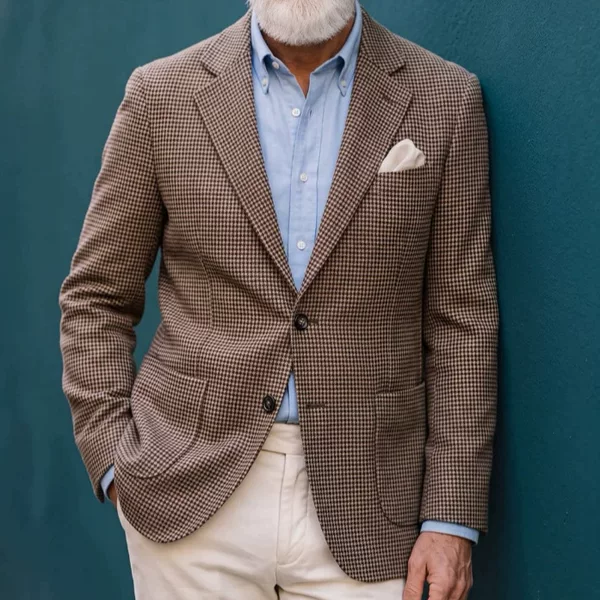 2025 Spring Collection: New Men's Business Casual Printed Double-Breasted Jacket, Men's Suit, Plus Size, British Style