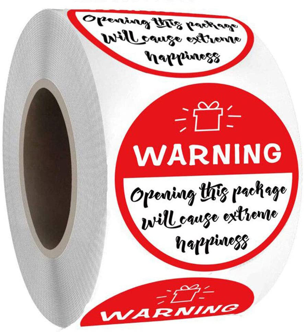 500 1.5-inch happiness stickers black and white warning labels round ...