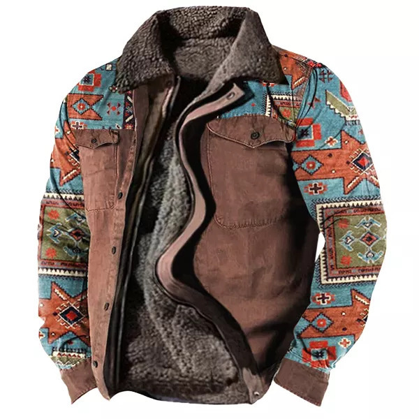 Cross-border en stock bolsillo de costura lateral engrosada casual cremallera suelta Lobo marrón Chaqueta de algodón de manga larga para hombres jóvenes