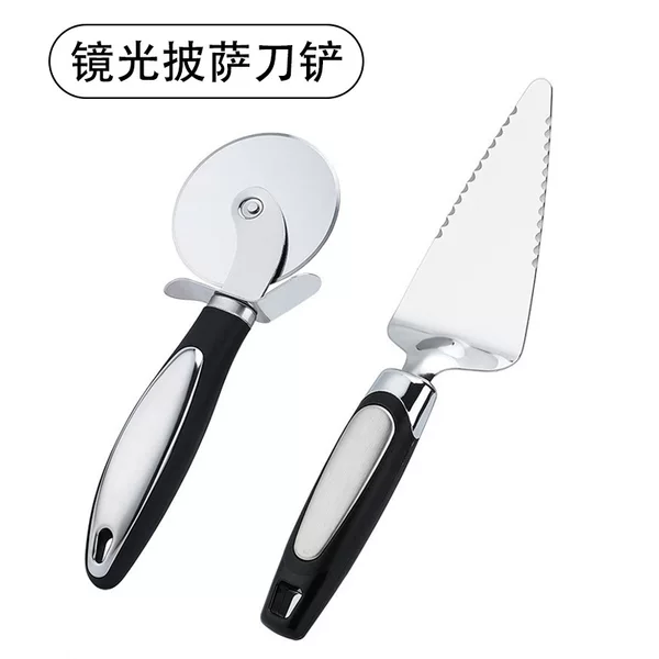Stainless Steel Pizza Knife, Roller Knife, Pizza Spatula, Two-Piece Set of Baking Tools, Cheese Cutter, Pizza Cutter, Cake Cutter