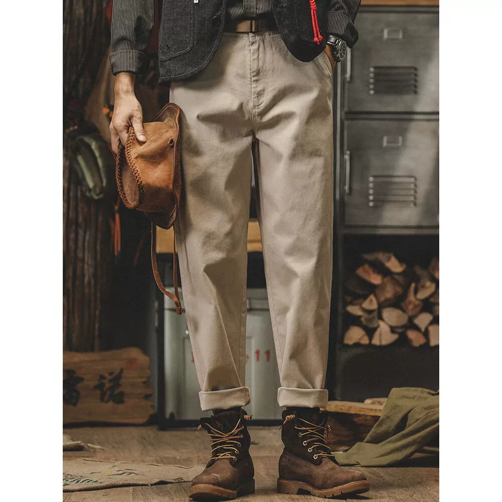 Американские ретро простые рабочие брюки для мужчин весна 2024 новые мужские повседневные брюки весна-осень прямые длинные брюки
